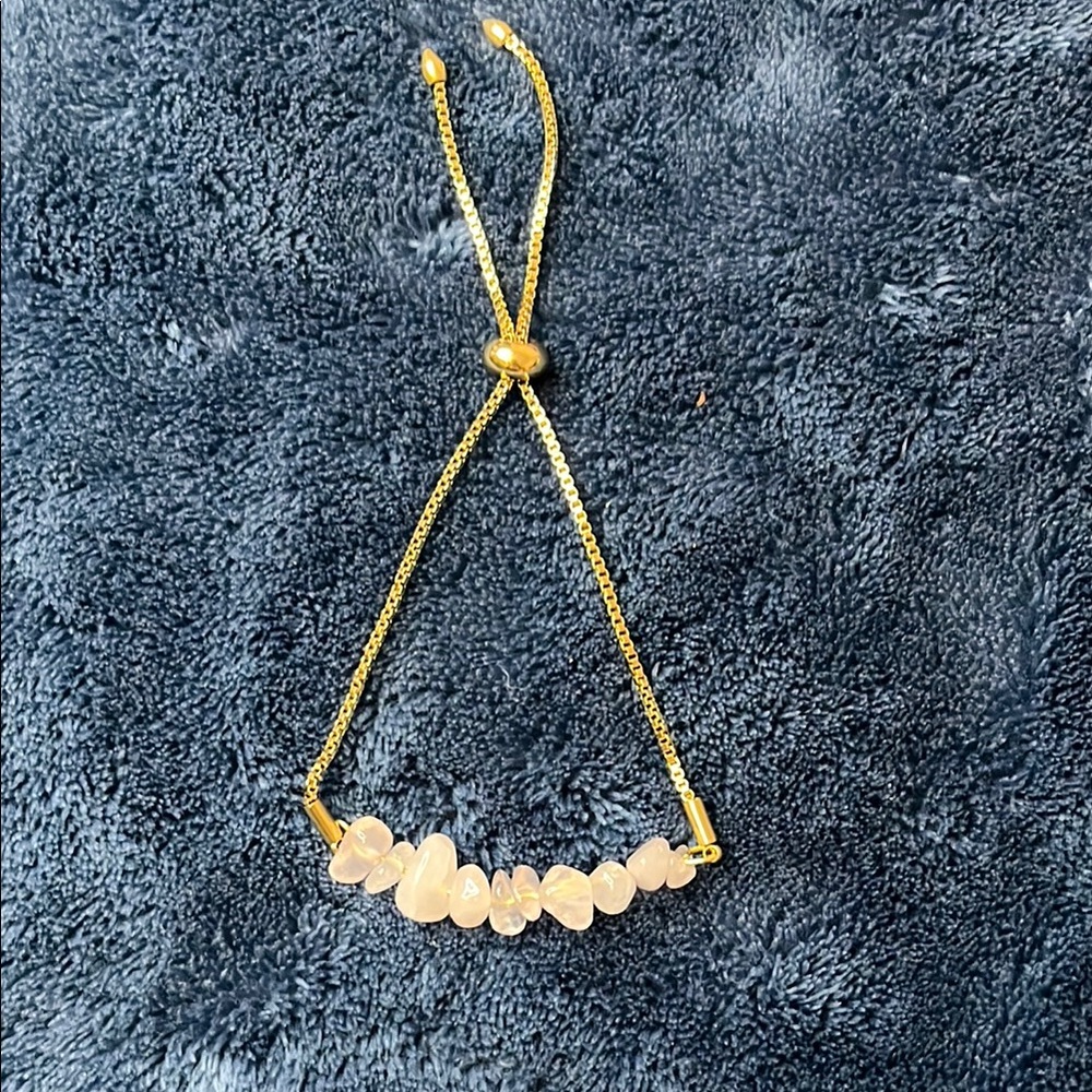 Gold and Cream Beaded Bracelet with Adjustable Closure